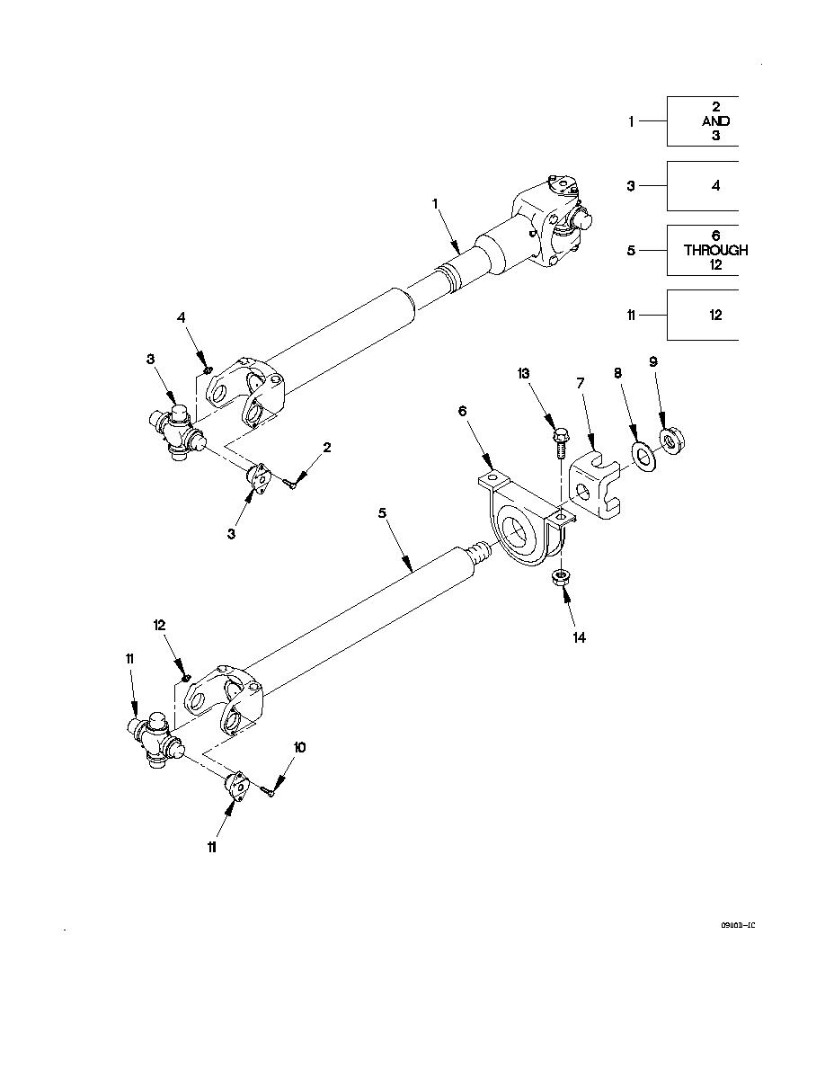 FIGURE 156. M1086, M1089 AND M1090 DRIVESHAFTS